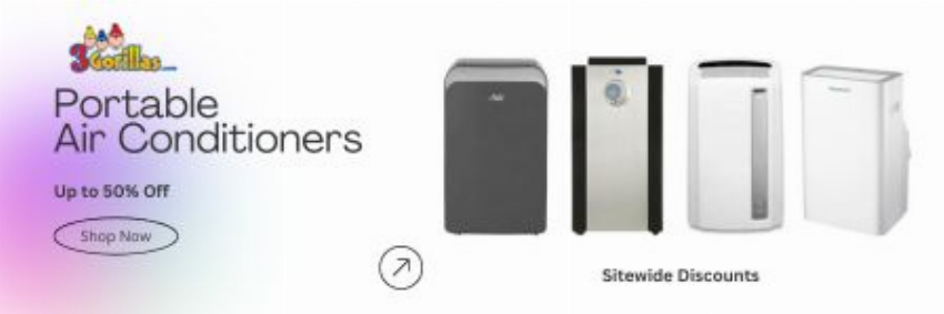 Discount code for Save up to 50% discount on Portable Air Conditioners at 3Gorillas