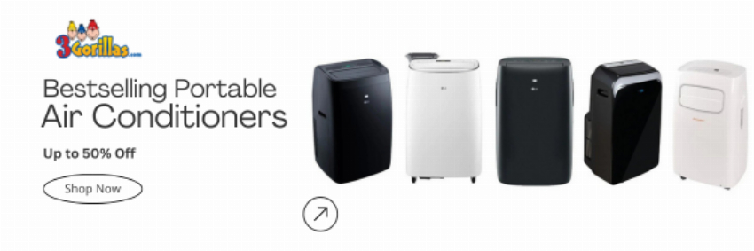 Discount code for Save up to 50% discount on Portable Air Conditioners at 3Gorillas