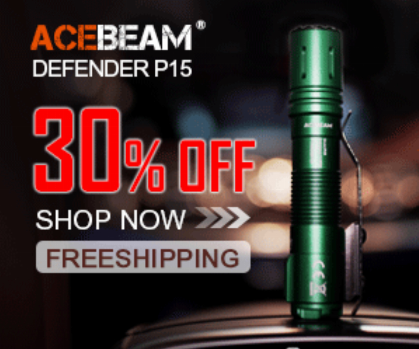 Discount code for Acebeam P15 EDC Tactical Flashlight at Acebeam