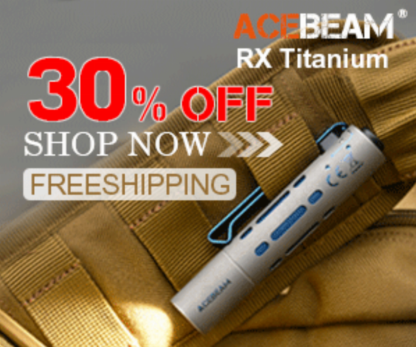 Discount code for Acebeam Rider RX Titanium EDC Flashlight at Acebeam