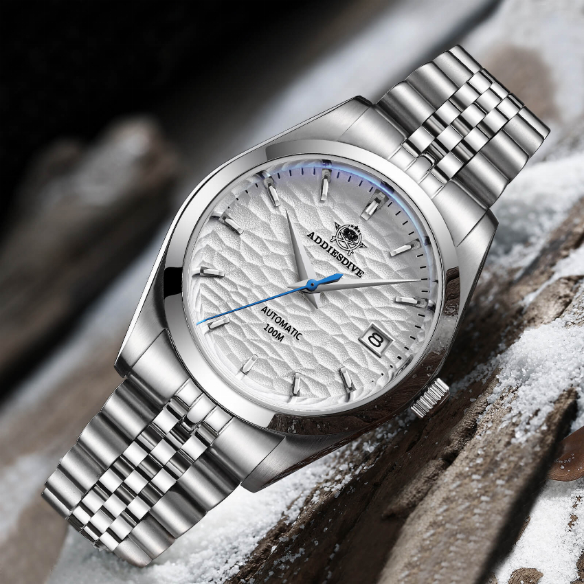 Discount code for The AD2118 white dial model is available for only 79 at Addiesdive Watches