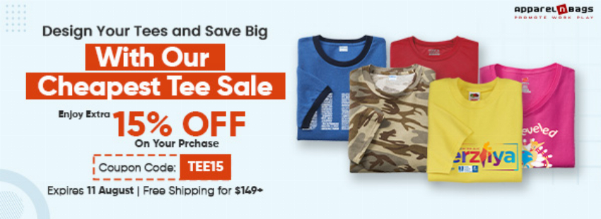 Discount code for Cheapest Tee Sale at ApparelnBags Inc