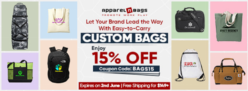 Discount code for Custom Bags at ApparelnBags Inc