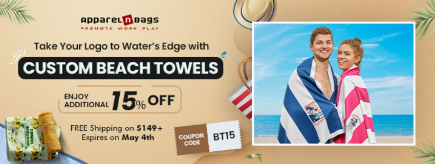 Discount code for Custom Wholesale Towels at ApparelnBags Inc