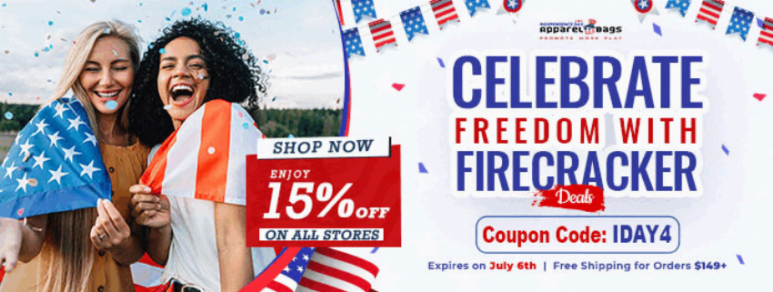 Discount code for Independence Day at ApparelnBags Inc