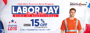 Discount code for Labor Day Deals at ApparelnBags Inc