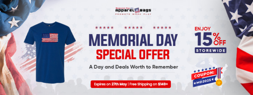 Discount code for Memorial Day at ApparelnBags Inc