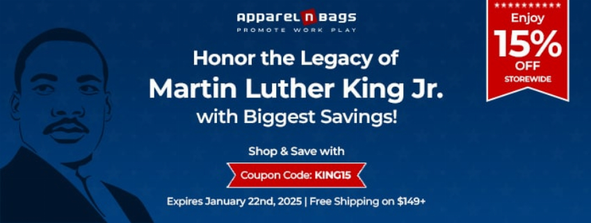 Discount code for MLK Sale at ApparelnBags Inc