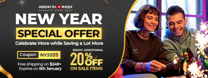 Discount code for New Year Sale at ApparelnBags Inc
