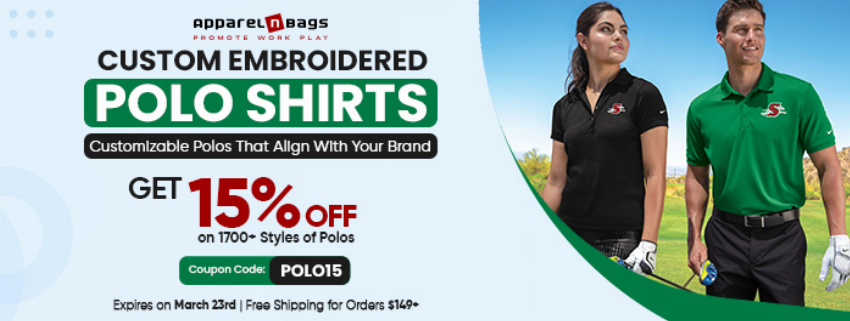 Discount code for Polo Shirts at ApparelnBags Inc