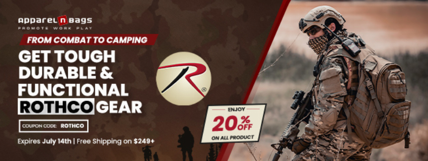 Discount code for Rothco at ApparelnBags Inc