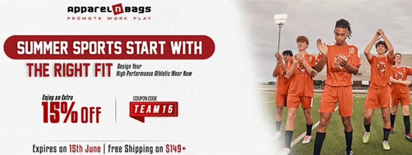 Discount code for Summer Athletic Wear at ApparelnBags Inc