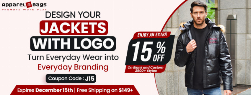 Discount code for Wholesale Custom Jackets at ApparelnBags Inc