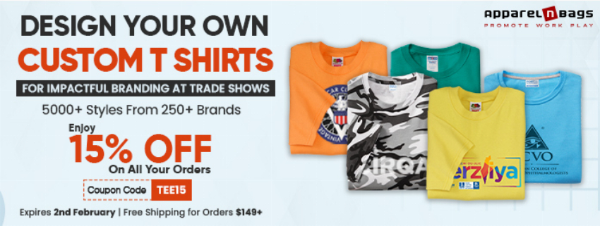 Discount code for Wholesale Custom T-Shirts at ApparelnBags Inc