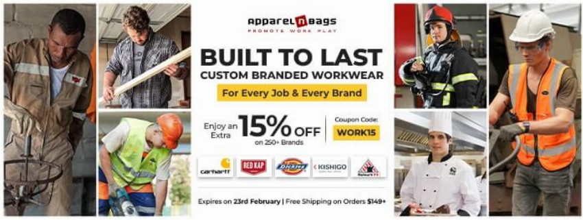 Discount code for Workwear Uniforms at ApparelnBags Inc