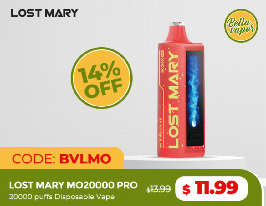 Discount code for 14% discount of Lost Mary MO20000 Pro Disposable Vape only 11 99 at bellavapor