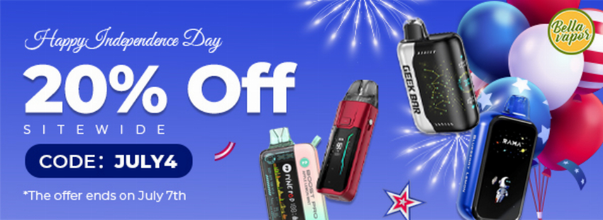 Discount code for Bellavapor Independence Day 20% discount Sitewide at bellavapor