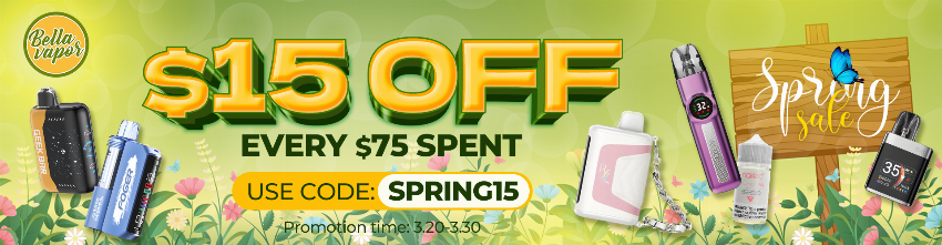 Discount code for Spring Sale 15 off every 75 spent at Bellavapor at bellavapor