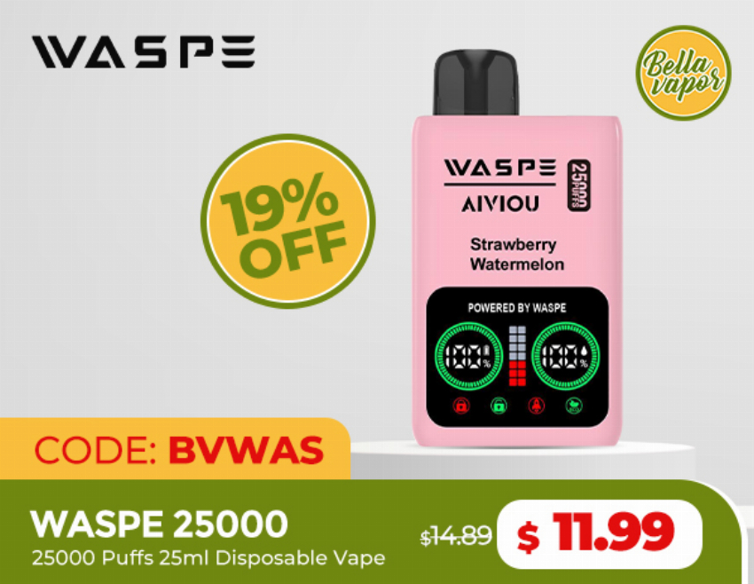 Discount code for WASPE 25000 Disposable Vape Special Discount at bellavapor
