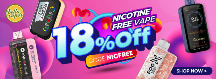 Discount code for Zero Nicotine Disposable 18% discount at Bellavapor at bellavapor