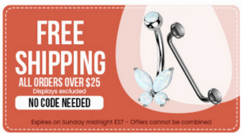 Discount code for Free Shipping Worldwide at BODYJEWELRY COM