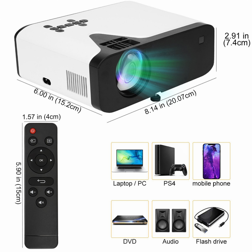 Discount code for 53% discount 69 74 Mini Projector Home Portable projector HD 1080p free shipping at Cafago
