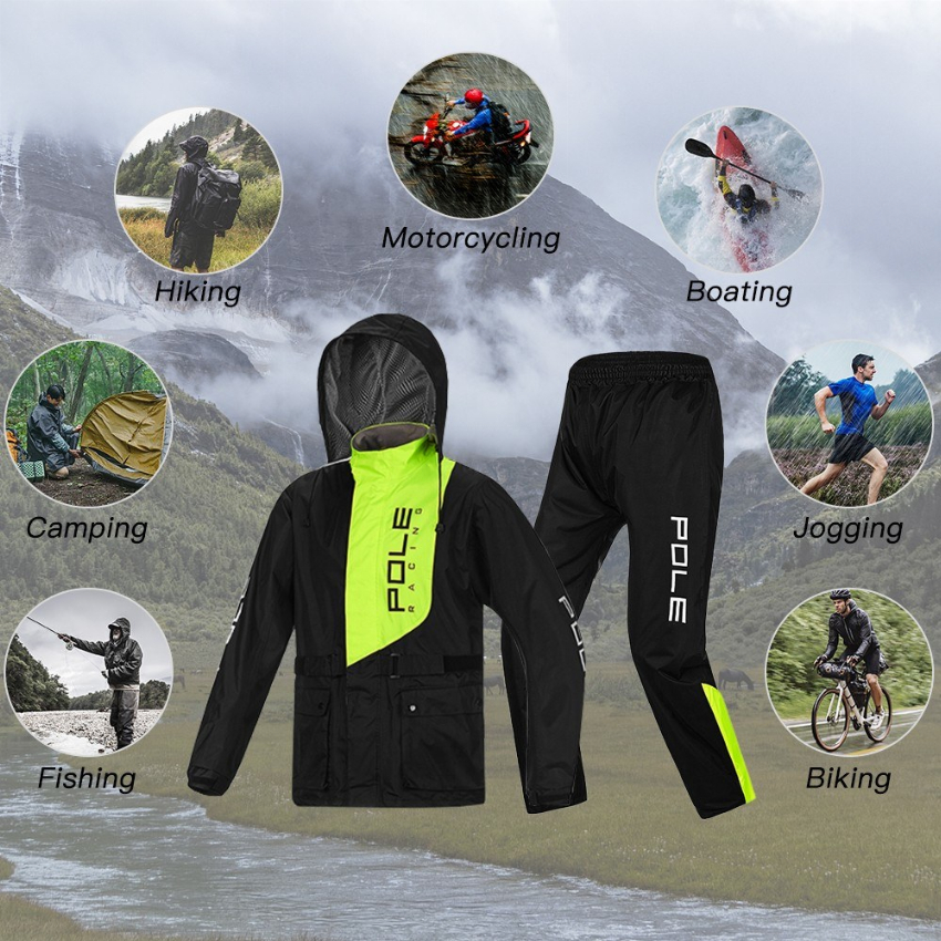 Discount code for 54% discount 41 99 POLE-RACING Men Waterproof Breathable Rain Suit free shipping at Cafago