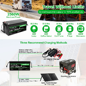 Discount code for 58% discount 539 39 LANPWR 24V 100Ah LiFePO4 Lithium Battery free shipping at Cafago