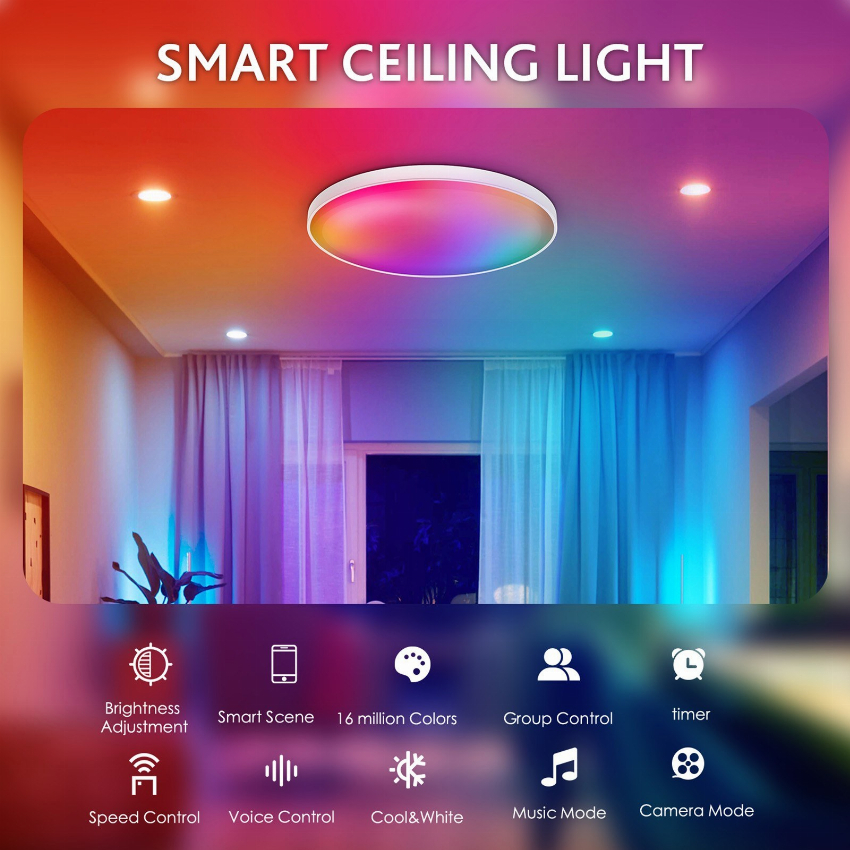 Discount code for 68% discount 29 99 220V Wi-fi BT 2 4G Remote Controlling 30W RGB Dimming Ceiling Lamp free shipping at Cafago
