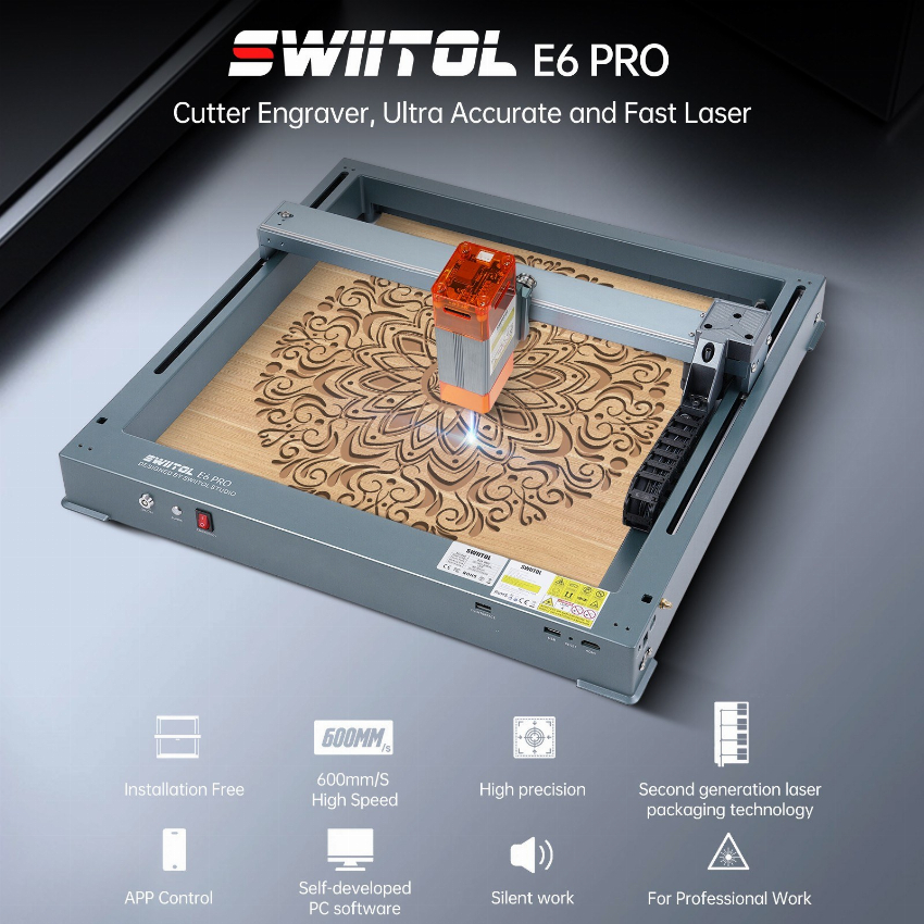 Discount code for Code 179 00 Swiitol E6 Pro 6W Integrated Structure Laser Engraver free shipping at Cafago