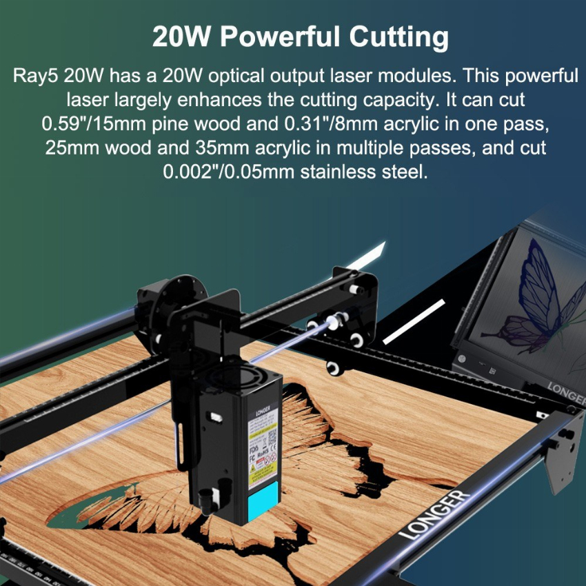 Discount code for Coupon code 589 99 LONGER Ray5 20W Laser Engraver free shipping at Cafago
