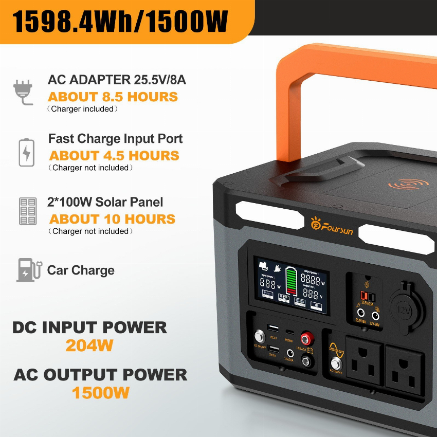 Discount code for Warehouse 61% discount 689 00 Foursun 1500W 3000W Peak Portable Power Station free shipping at Cafago