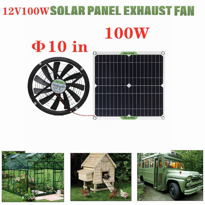 Discount code for Warehouse 53% discount Clearance 38 39 100W Silicon Solar Panel 18V Solar Powered Fan free shipping at Cafago