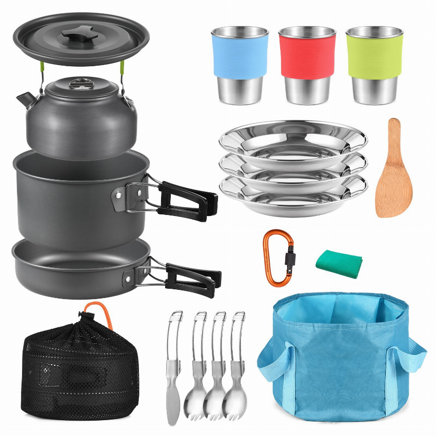 Discount code for Warehouse 66% discount 20 99 TOMSHOO 22pcs Camping Cookware Mess Kit at Cafago