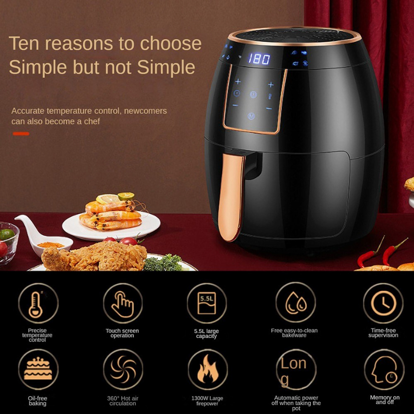 Discount code for Warehouse 71% discount 48 39 Air Fryer 5 5L Household Large Capacity 1300W Big Firepower Timing Touch Screen LCD Electric Air Fryer with Bakeware free shipping at Cafago