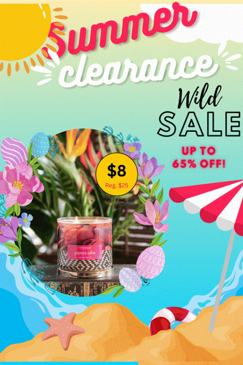 Discount code for Summer Clearance Wild Sale up to 65% discount at Colonial Candle