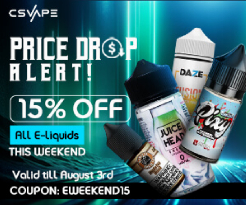 Discount code for Price Drop 15% discount All Eliquids at CSVAPE COM