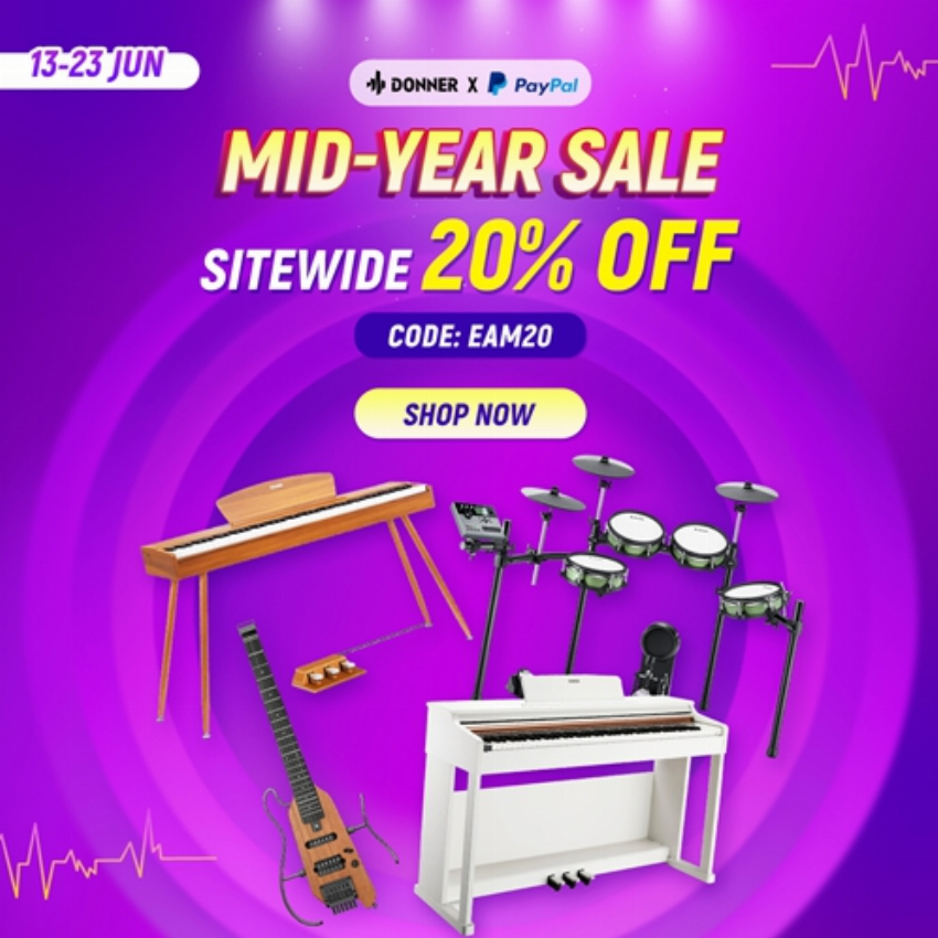 Discount code for Donner Mid-Year Sale Extra 20% discount Sitewide at Donner Music