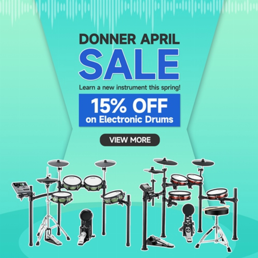 Discount code for April Drum Sale - 15% discount at Donner Technology