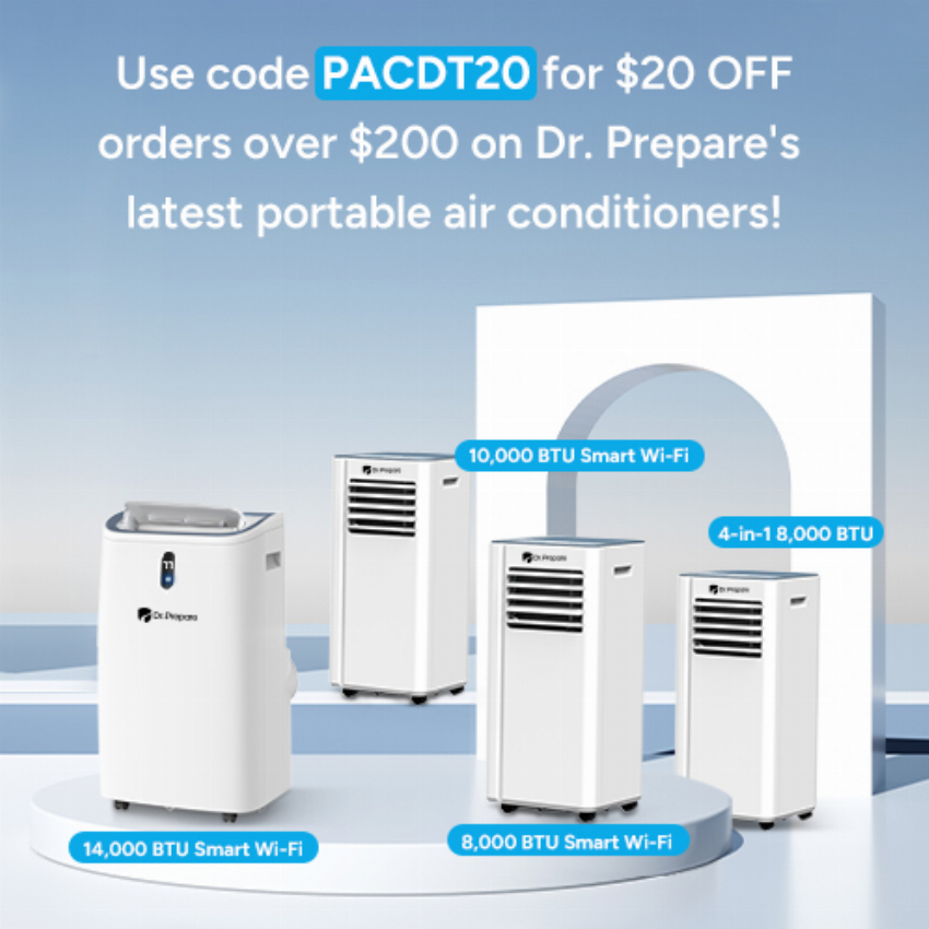 Discount code for 20 off for portable air conditioner promotion at Dr Prepare