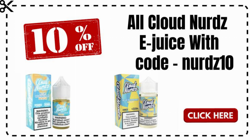 Discount code for 10% discount cloud nurdz ejuice at Ejuice Connect
