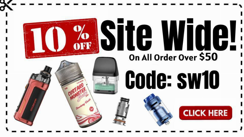 Discount code for 10% discount site wide 50 minimum at Ejuice Connect