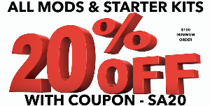 Discount code for 20% discount ALL MODS at Ejuice Connect