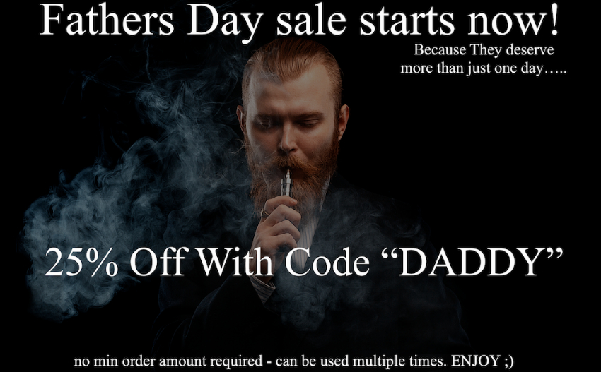 Discount code for 25% discount FATHERS DAY at Ejuice Connect