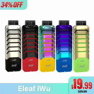 Discount code for 34% discount 19 99 for Eleaf iWu vape pod at eleafus