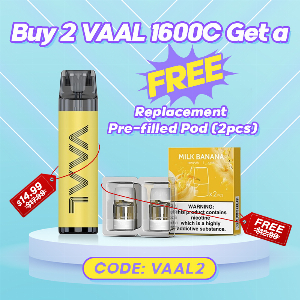 Discount code for Buy 2 VAAL 1600C Get a EE Replacement Pre-filled Pod 2pcs at eleafus