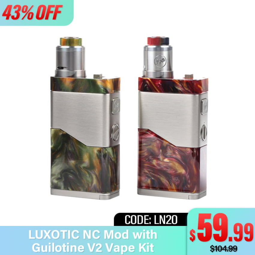 Discount code for 59 99 43% discount for LUXOTIC NC Mod with Guilotine V2 Vape Kit at eleafus
