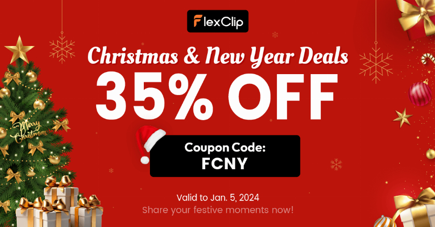 Discount code for FlexClip 35% discount Christmas Deal at FlexClip