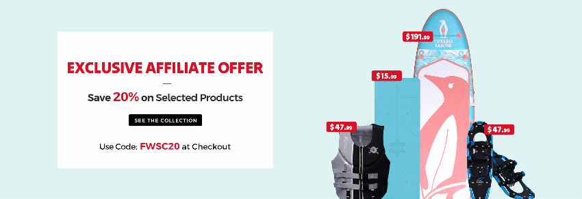 Discount code for Affiliate Exclusive Save 20% on Selected Products at funwaterboard