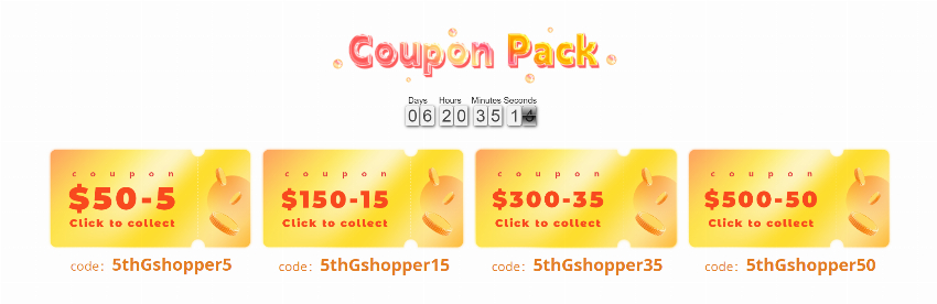 Discount code for Gshopper 5th Anniversary celebration at Gshopper